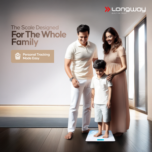 Longway Weight Machine for Home | Digital Bathroom Scale for Human Body Weight Measurement | Extra Thick Tempered Glass with LCD Display (36 Months Warranty | Max Weight 180Kgs | Sapphire)