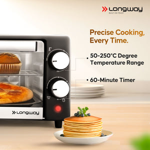 Longway Royal Plus OTG 12 Ltr Oven Toaster Griller with Multiple Heating Modes | Temperature Timer Control for Baking Pizza, Cake, Grilling Chicken & Toasting Bread|1 Year Warranty (800W, Silver)