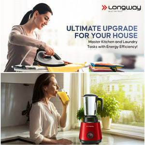 Longway Super Pro Juicer Mixer Grinder | Up to 500 - 750 Watt Max Output Powerful Motor | for Grinding, Mixing, Juicing | 2 Year Warranty