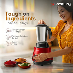 Longway Super Pro Juicer Mixer Grinder | Up to 500 - 750 Watt Max Output Powerful Motor | for Grinding, Mixing, Juicing | 2 Year Warranty