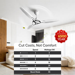 Longway Zephyr 1200 mm BLDC Ceiling Fan with Remote Control | BEE 5 Star Rated Energy Efficient | Ultra High Speed 3 Blade Anti-Dust Decorative Ceiling Fan