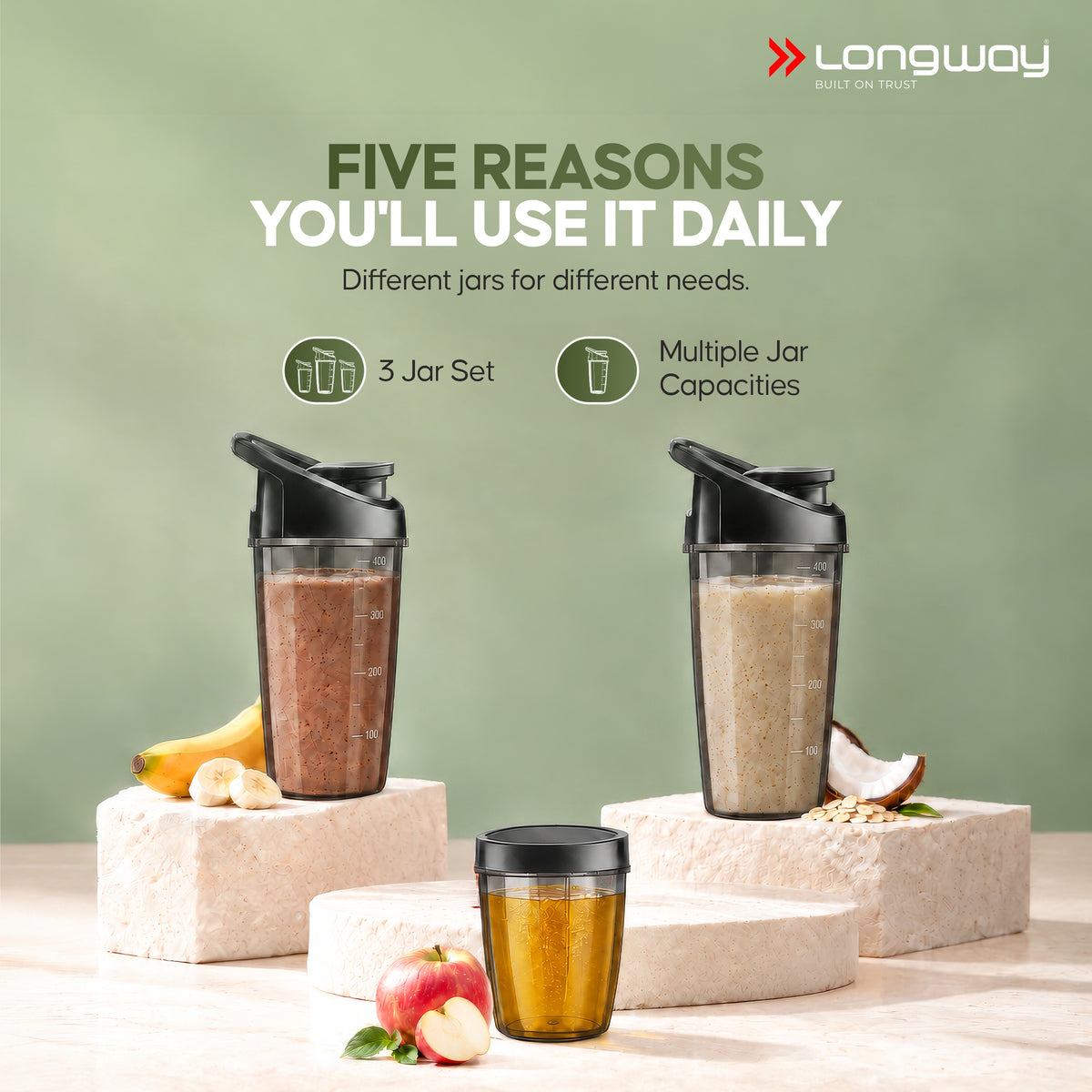 Longway Blixa Nutri Blender 600 W Bullet Mixer Grinder & Smoothie Maker with Stainless Steel Blades & ABS Plastic Body | 22000 RPM | 3 Years Warranty