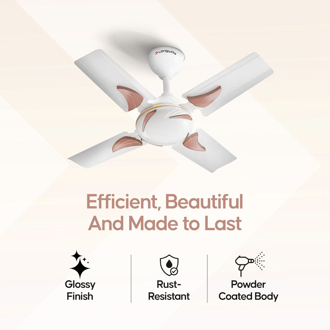 Longway Creta P1 600 mm/24 inch Ultra High Speed 4 Blade Anti-Dust Decorative Star Rated Ceiling Fan (Pack of 1)