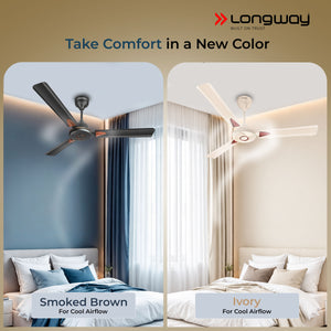 Longway Aero 1200 mm BLDC Ceiling Fan with Remote Control | BEE 5 Star Rated Energy Efficient | Ultra High Speed 3 Blade Anti-Dust Decorative Ceiling Fan