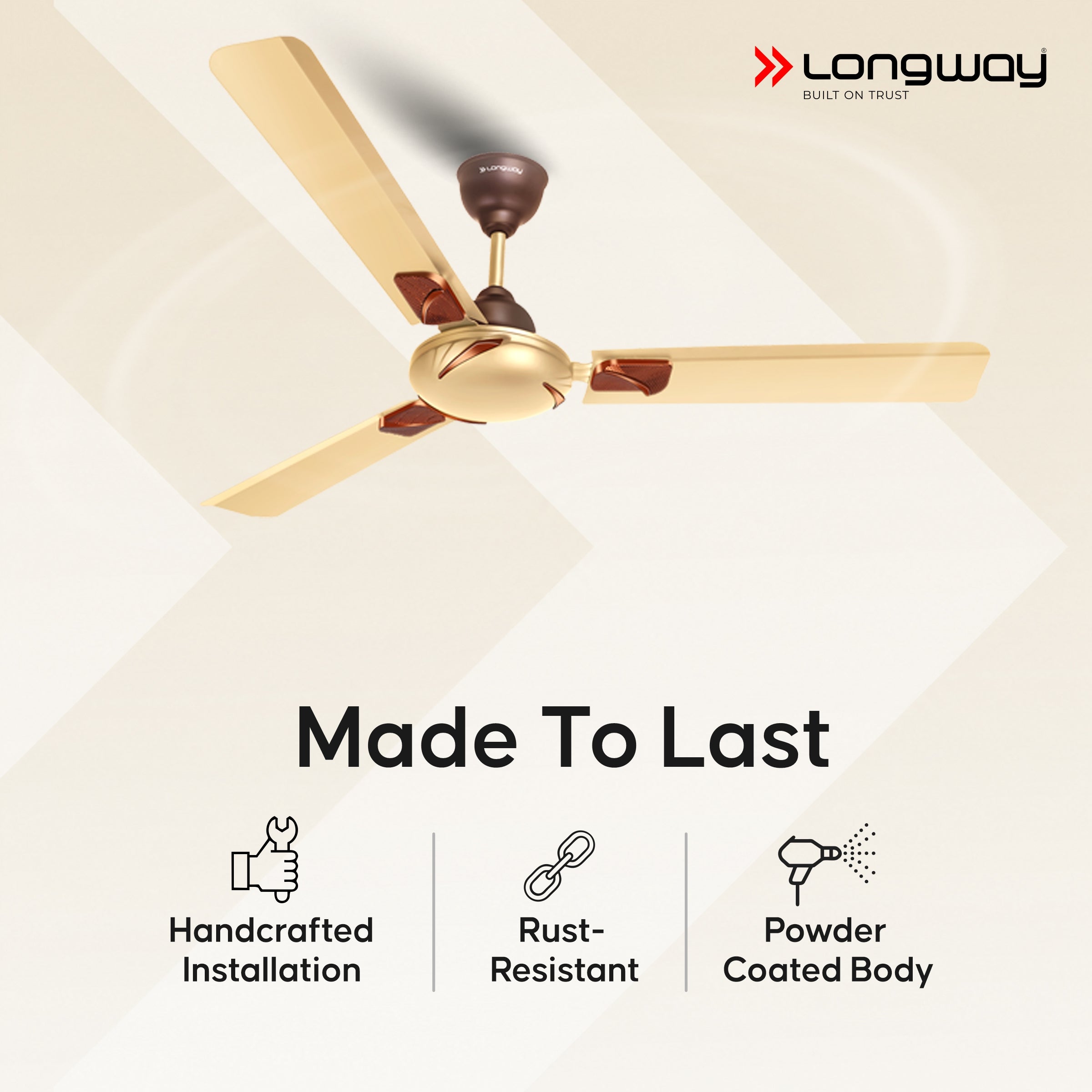 Longway Creta P1 1200 mm/48 inch Remote Controlled 3 Blade Anti-Dust Decorative Star Rated Ceiling Fan