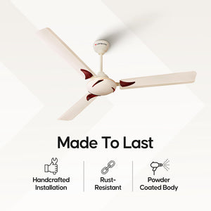 Longway Creta P1 1200 mm/48 inch Ceiling Fan (Ivory/Smoked Brown, Pack of 1)