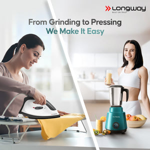 Longway Super Pro Juicer Mixer Grinder | Up to 500 - 750 Watt Max Output Powerful Motor | for Grinding, Mixing, Juicing | 2 Year Warranty