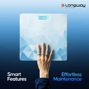 Longway Weight Machine for Home | Digital Bathroom Scale for Human Body Weight Measurement | Extra Thick Tempered Glass with LCD Display (36 Months Warranty | Max Weight 180Kgs | Sapphire)