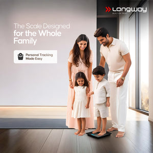 Longway Weight Machine for Home | Digital Bathroom Scale for Human Body Weight Measurement | Extra Thick Tempered Glass with LCD Display (36 Months Warranty | Max Weight 180Kgs | Aura)