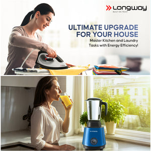 Longway Super Pro Juicer Mixer Grinder | Up to 500 - 750 Watt Max Output Powerful Motor | for Grinding, Mixing, Juicing | 2 Year Warranty