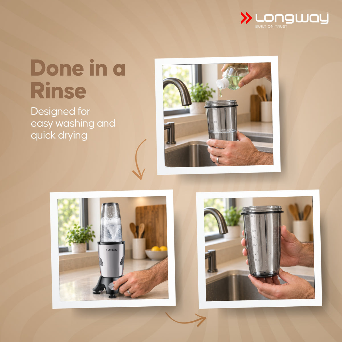 Longway Blixa Nutri Blender 600 W Bullet Mixer Grinder & Smoothie Maker with Stainless Steel Blades & ABS Plastic Body | 22000 RPM | 3 Years Warranty