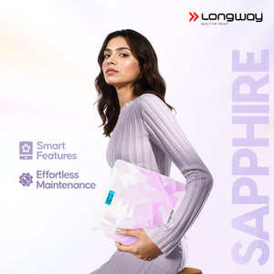 Longway Weight Machine for Home | Digital Bathroom Scale for Human Body Weight Measurement | Extra Thick Tempered Glass with LCD Display (36 Months Warranty | Max Weight 180Kgs | Sapphire)