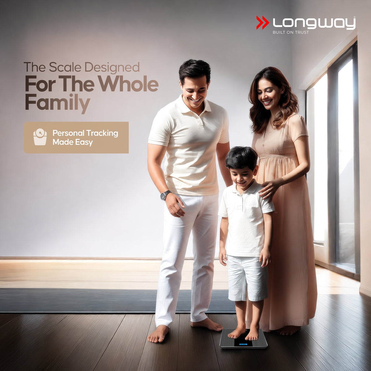 Longway Weight Machine for Home | Digital Bathroom Scale for Human Body Weight Measurement | Extra Thick Tempered Glass with LCD Display (36 Months Warranty | Max Weight 180Kgs | Strive)