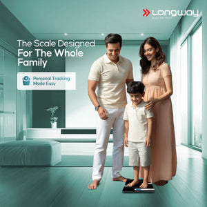 Longway Weight Machine for Home | Digital Bathroom Scale for Human Body Weight Measurement | Extra Thick Tempered Glass with LCD Display (36 Months Warranty | Max Weight 180Kgs | Power)