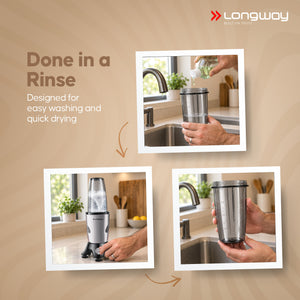 Longway Blixa Nutri Blender 600 W Bullet Mixer Grinder & Smoothie Maker with Stainless Steel Blades & ABS Plastic Body | 22000 RPM | 3 Years Warranty