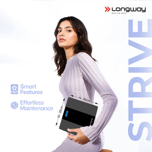 Longway Weight Machine for Home | Digital Bathroom Scale for Human Body Weight Measurement | Extra Thick Tempered Glass with LCD Display (36 Months Warranty | Max Weight 180Kgs | Strive)