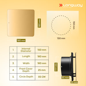 Longway FreshX 6 Inch 150 mm Energy Efficient Exhaust Fan | High Speed Powerful Motor | Noiseless Operation & Easy to Clean | Rust Proof |Suitable for Bathroom, Kitchen, Office | 2 Years Warranty
