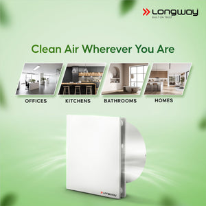 Longway  FreshX 6 Inch 150 mm Energy Efficient Exhaust Fan | High Speed Powerful Motor | Noiseless Operation & Easy to Clean | Rust Proof |Suitable for Bathroom, Kitchen, Office | 2 Years Warranty (White)