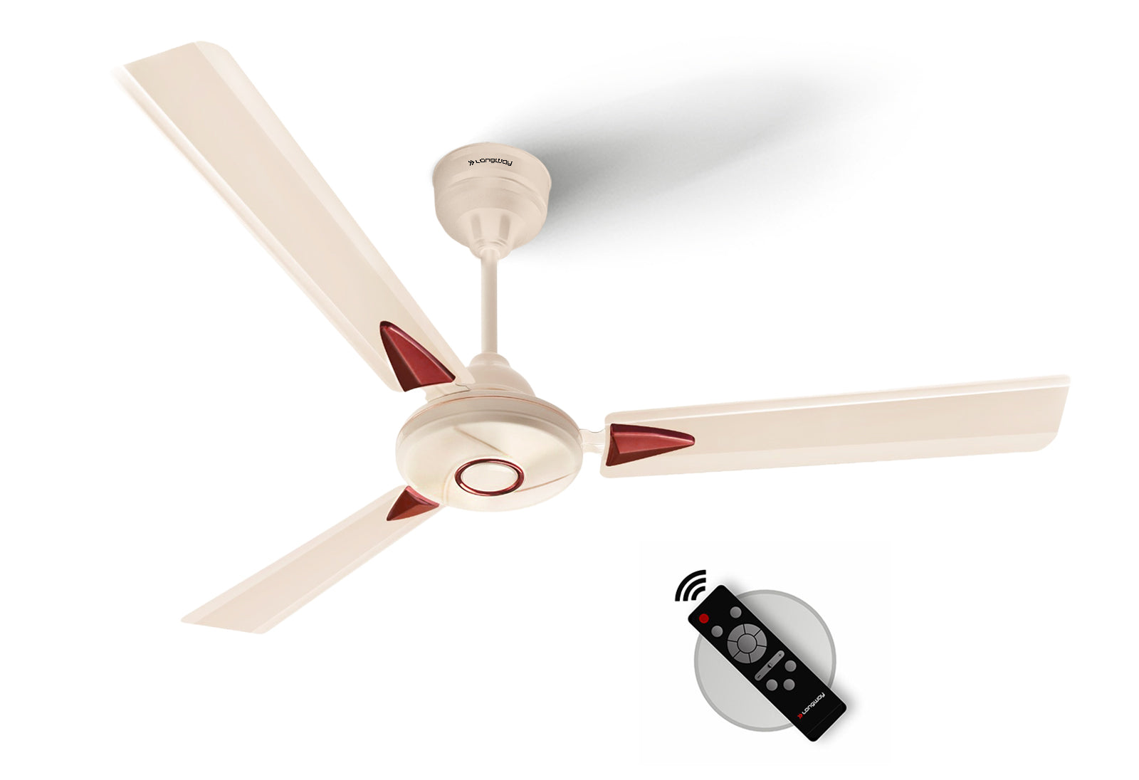 Longway Aero 1200 mm BLDC Ceiling Fan with Remote Control | BEE 5 Star Rated Energy Efficient | Ultra High Speed 3 Blade Anti-Dust Decorative Ceiling Fan (Ivory, Pack of 1)