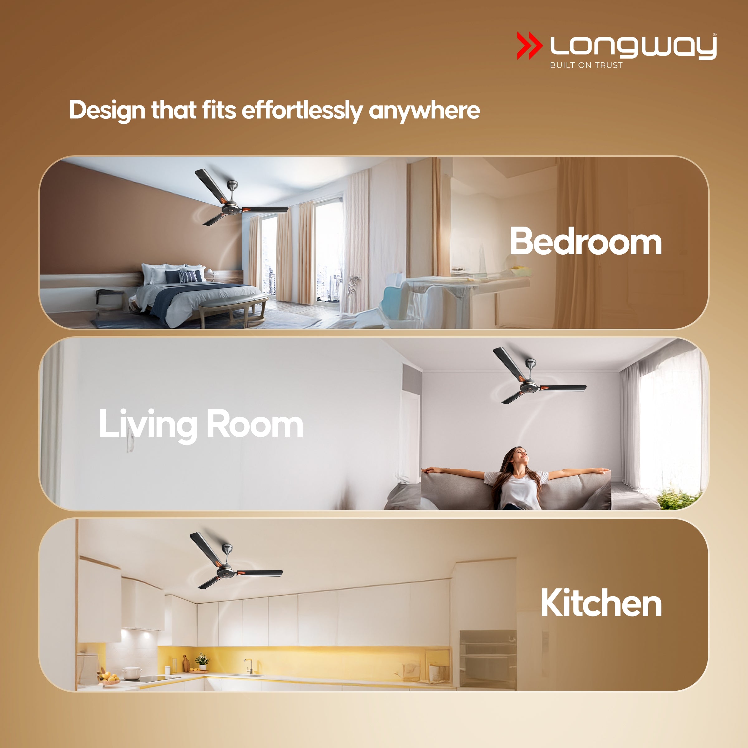 Longway Aero 1200 mm BLDC Ceiling Fan with Remote Control | BEE 5 Star Rated Energy Efficient | Ultra High Speed 3 Blade Anti-Dust Decorative Ceiling Fan