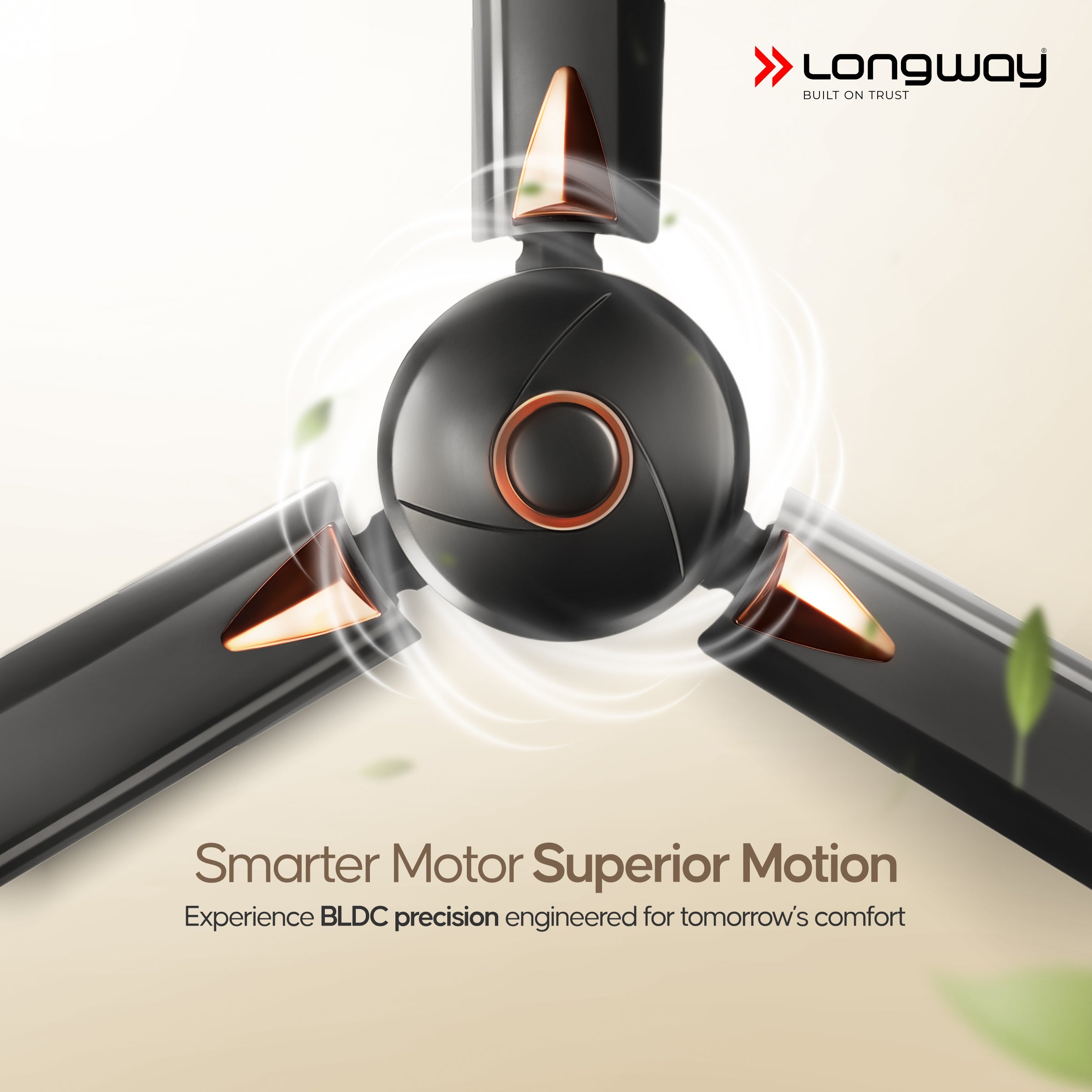 Longway Aero 1200 mm BLDC Ceiling Fan with Remote Control | BEE 5 Star Rated Energy Efficient | Ultra High Speed 3 Blade Anti-Dust Decorative Ceiling Fan