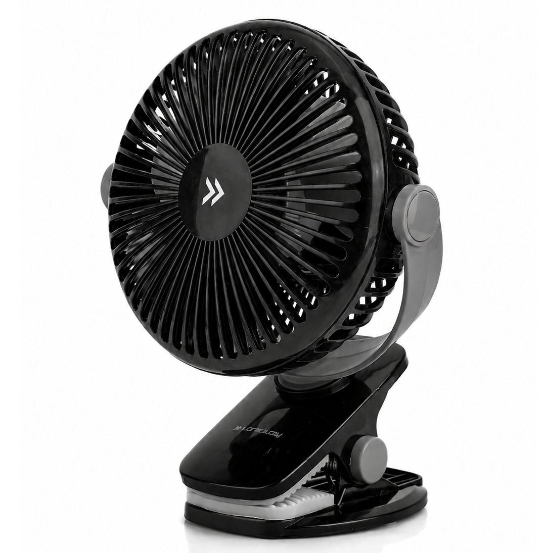 Longway Clipzy Portable Rechargeable Clip Fan with 360° Rotation | 3 Speed Control | BLDC Motor | Type-C Charging | Silent Operation Table Fan for Home, Office & Travel | 1 Year Warranty