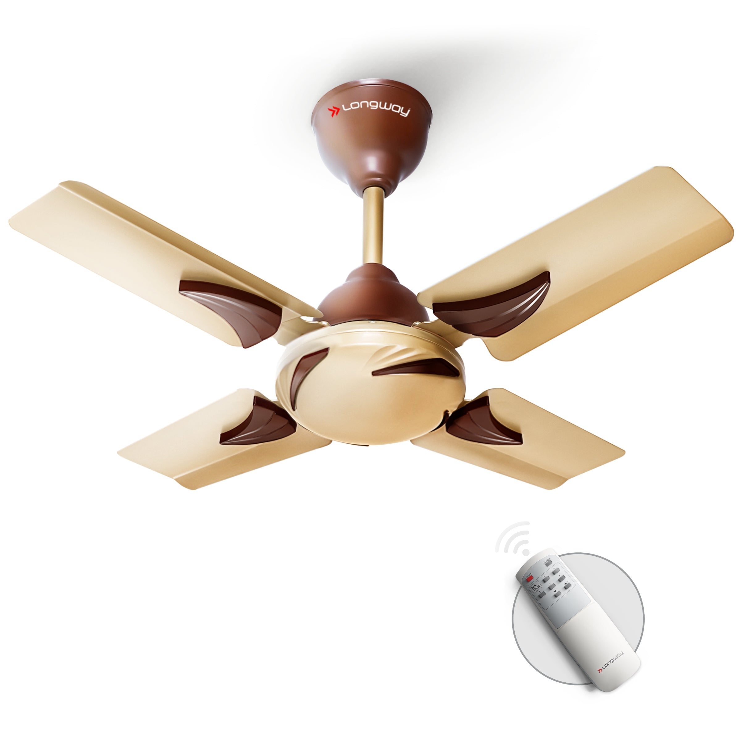 Longway Creta P1 600 mm/24 inch Ultra High Speed 4 Blade Anti-Dust Decorative Star Rated Remote Controlled Ceiling Fan