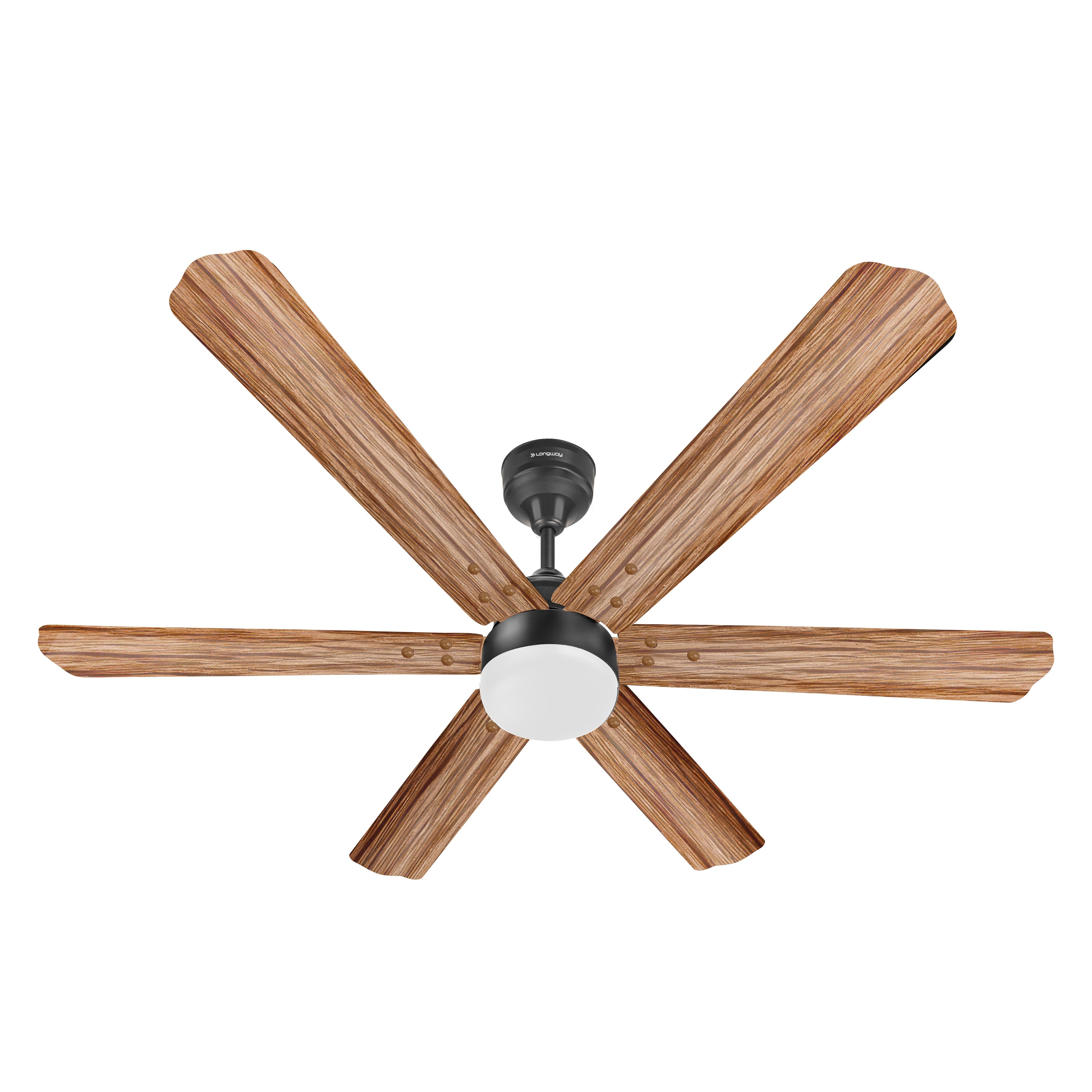 Longway Luxair 1200 mm BLDC Ceiling Fan with Remote Control & LED Light | BEE 5 Star Rated Energy Efficient | Ultra High Speed 6 Blade Anti-Dust Decorative Ceiling Fan | 5 Years Warranty (Smoked Cedar, Pack of 1)