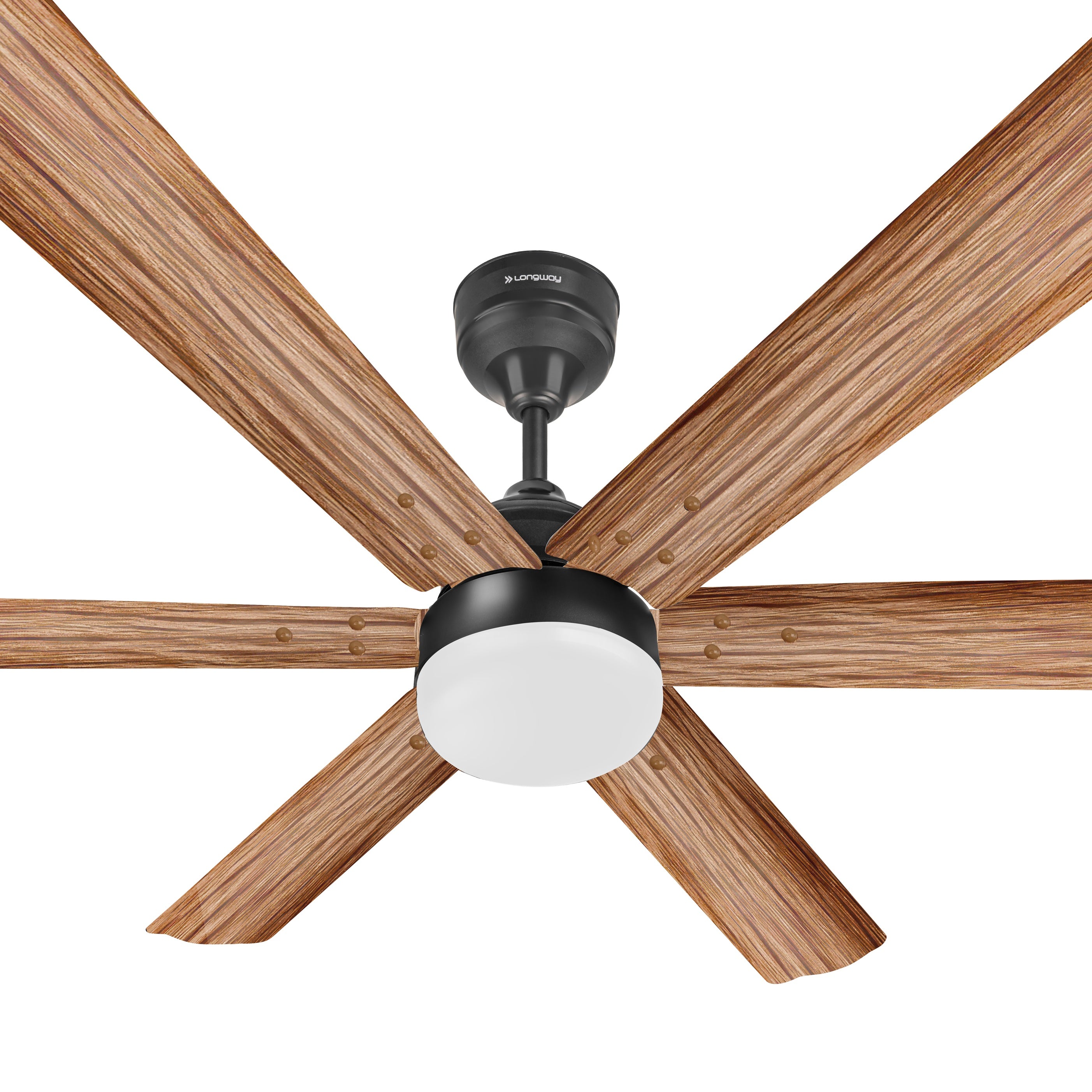 Longway Luxair 1200 mm BLDC Ceiling Fan with Remote Control & LED Light | BEE 5 Star Rated Energy Efficient | Ultra High Speed 6 Blade Anti-Dust Decorative Ceiling Fan | 5 Years Warranty (Smoked Cedar, Pack of 1)