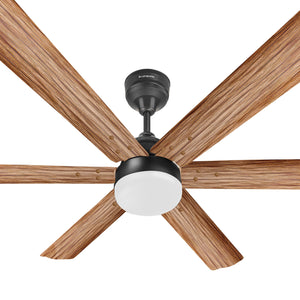 Longway Luxair 1200 mm BLDC Ceiling Fan with Remote Control & LED Light | BEE 5 Star Rated Energy Efficient | Ultra High Speed 6 Blade Anti-Dust Decorative Ceiling Fan | 5 Years Warranty (Smoked Cedar, Pack of 1)