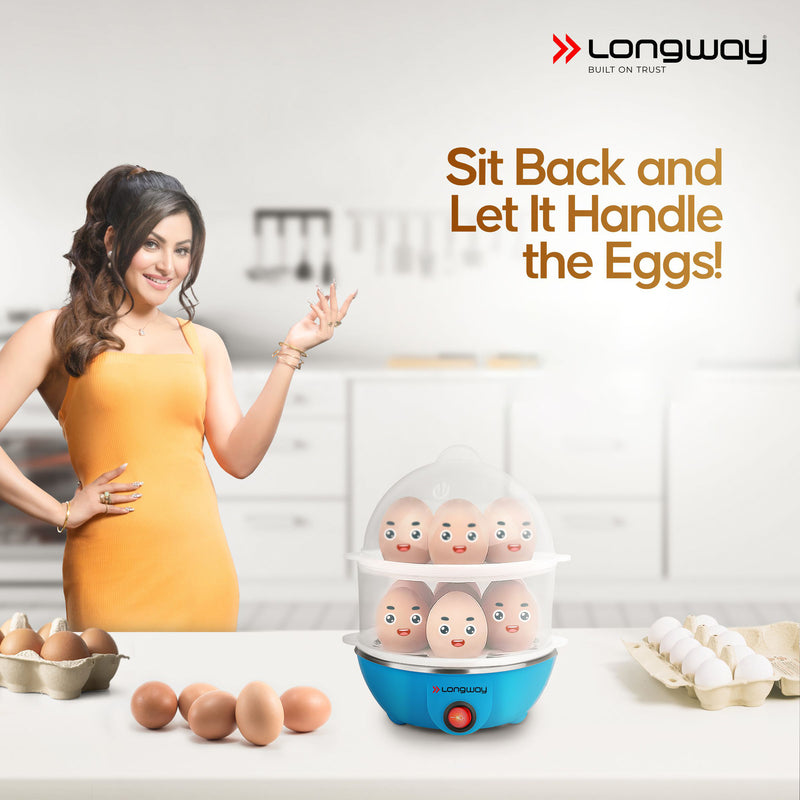 Longway Eggo 350 Watt Egg Boiler/Cooker for Steaming, Cooking & Boiling, 14 Eggs