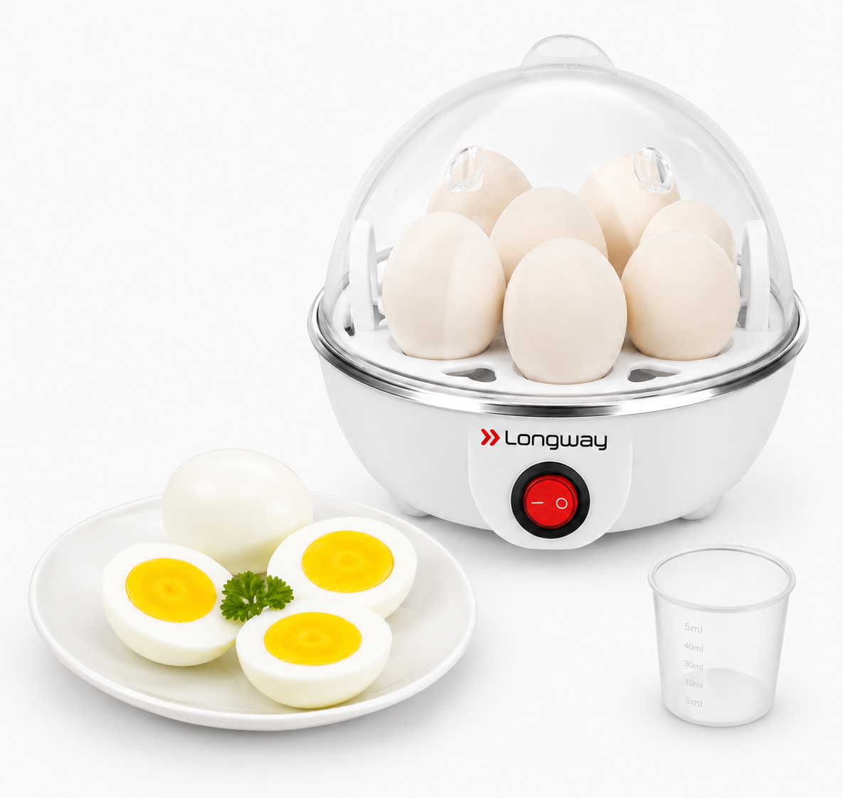 Longway Eggo 350 Watt Egg Boiler/Cooker for Steaming, Cooking & Boiling (7 Eggs)