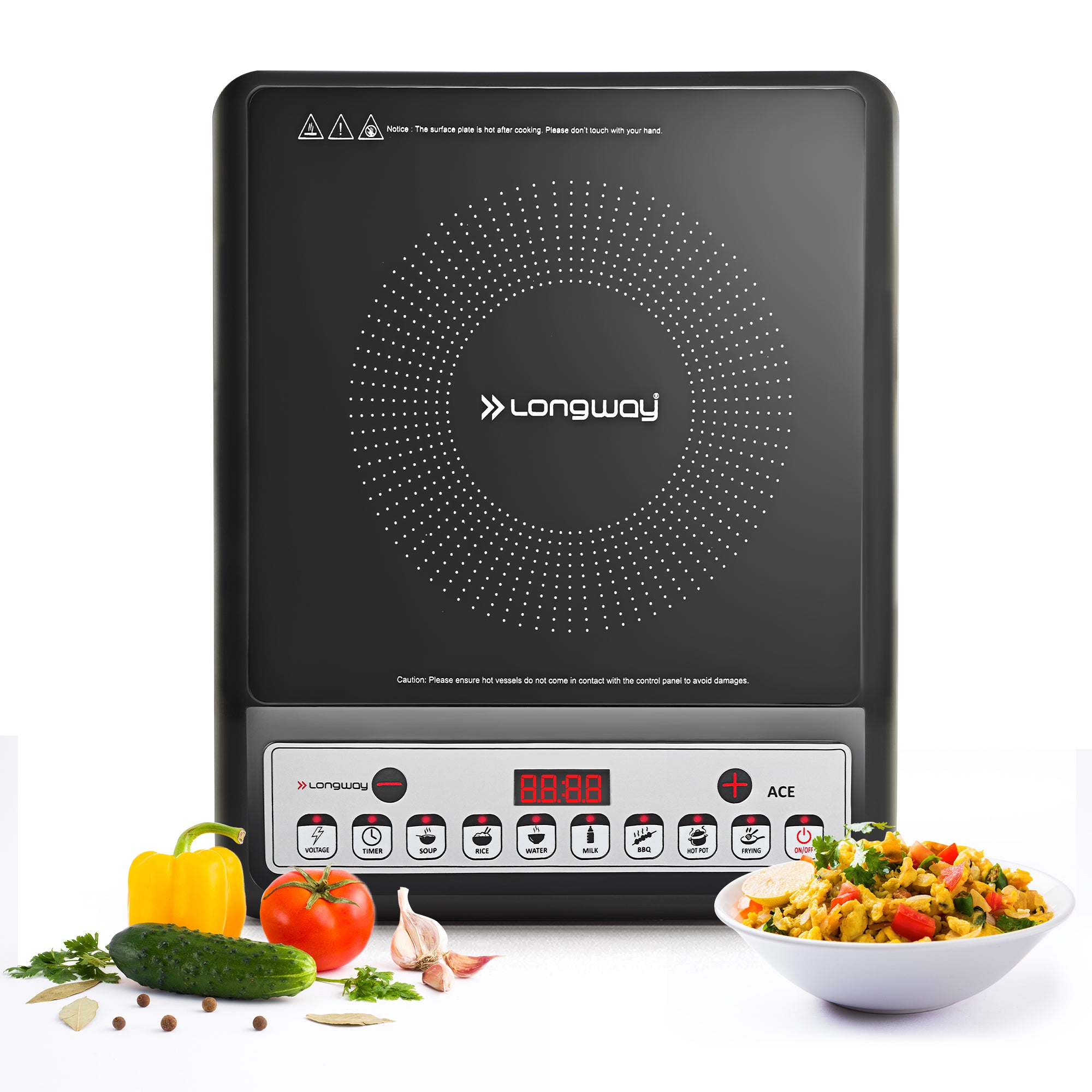 Longway Ace IC 2000 W Induction Cooktop (Black, Push Button)