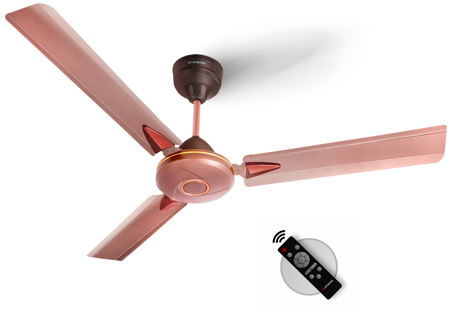 Longway Aero 1200 mm BLDC Ceiling Fan with Remote Control | BEE 5 Star Rated Energy Efficient | Ultra High Speed 3 Blade Anti-Dust Decorative Ceiling Fan (Rusty Brown, Pack of 1)
