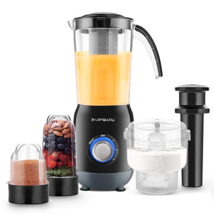 Longway Blend Pro 4 Jars Mixer Grinder & Power Blender with Stainless Steel Blades & ABS Plastic Body | 22000 RPM | 3 Years Warranty (600 W, Black)