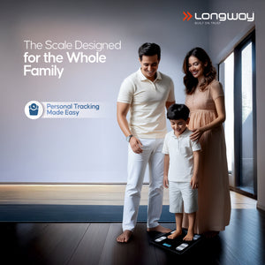 Longway Weight Machine for Home | Digital Bathroom Scale for Human Body Weight Measurement | Extra Thick Tempered Glass with LCD Display (36 Months Warranty | Black | Max Weight 180Kgs | Core)