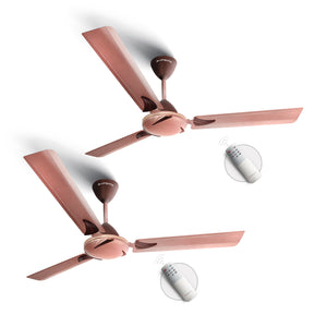 Longway Creta P2 1200 mm/48 inch Remote Controlled 3 Blade Anti-Dust Decorative Star Rated Ceiling Fan (Pack of 2)