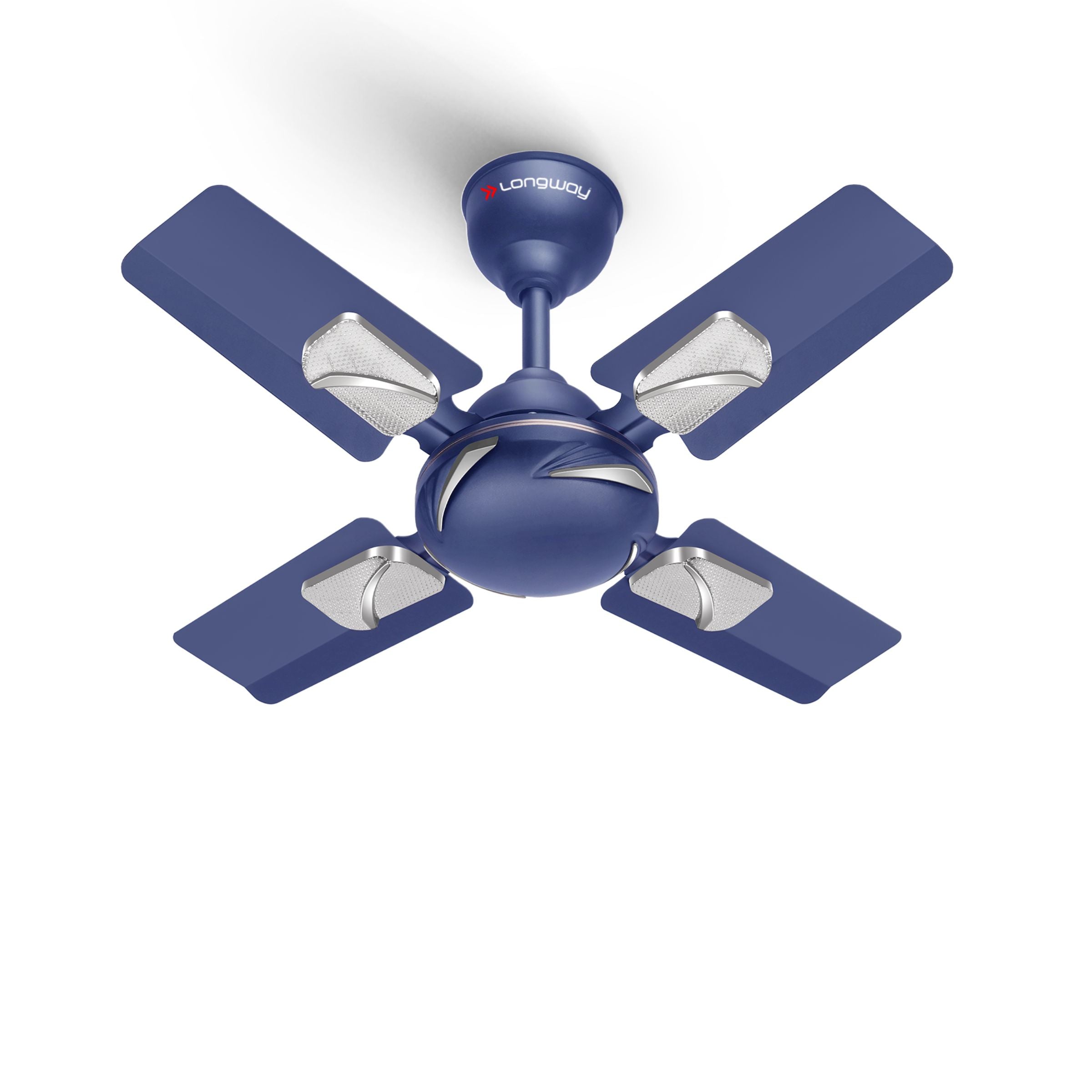 Longway Creta P1 600 mm/24 inch Ultra High Speed 4 Blade Anti-Dust Decorative Star Rated Ceiling Fan (Silver Blue, Pack of 1)