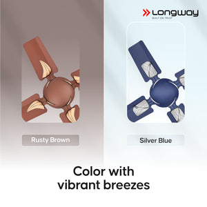 Longway Creta P1 600 mm/24 inch Ultra High Speed 4 Blade Anti-Dust Decorative Star Rated Ceiling Fan (Silver Blue, Pack of 1)