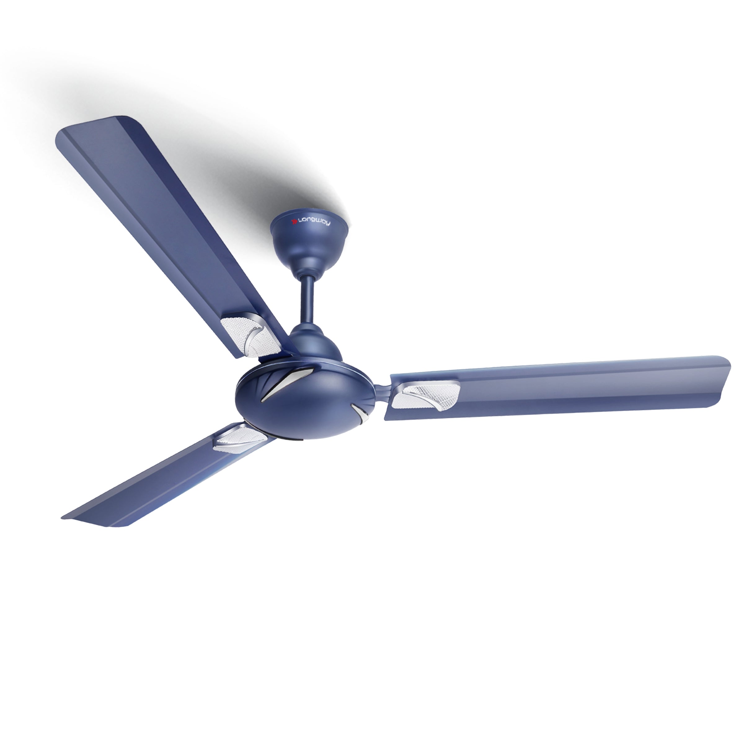 Longway Creta P1 1200 mm/48 inch Ultra High Speed 3 Blade Anti-Dust Decorative Star Rated Ceiling Fan (Silver Blue, Pack of 1)