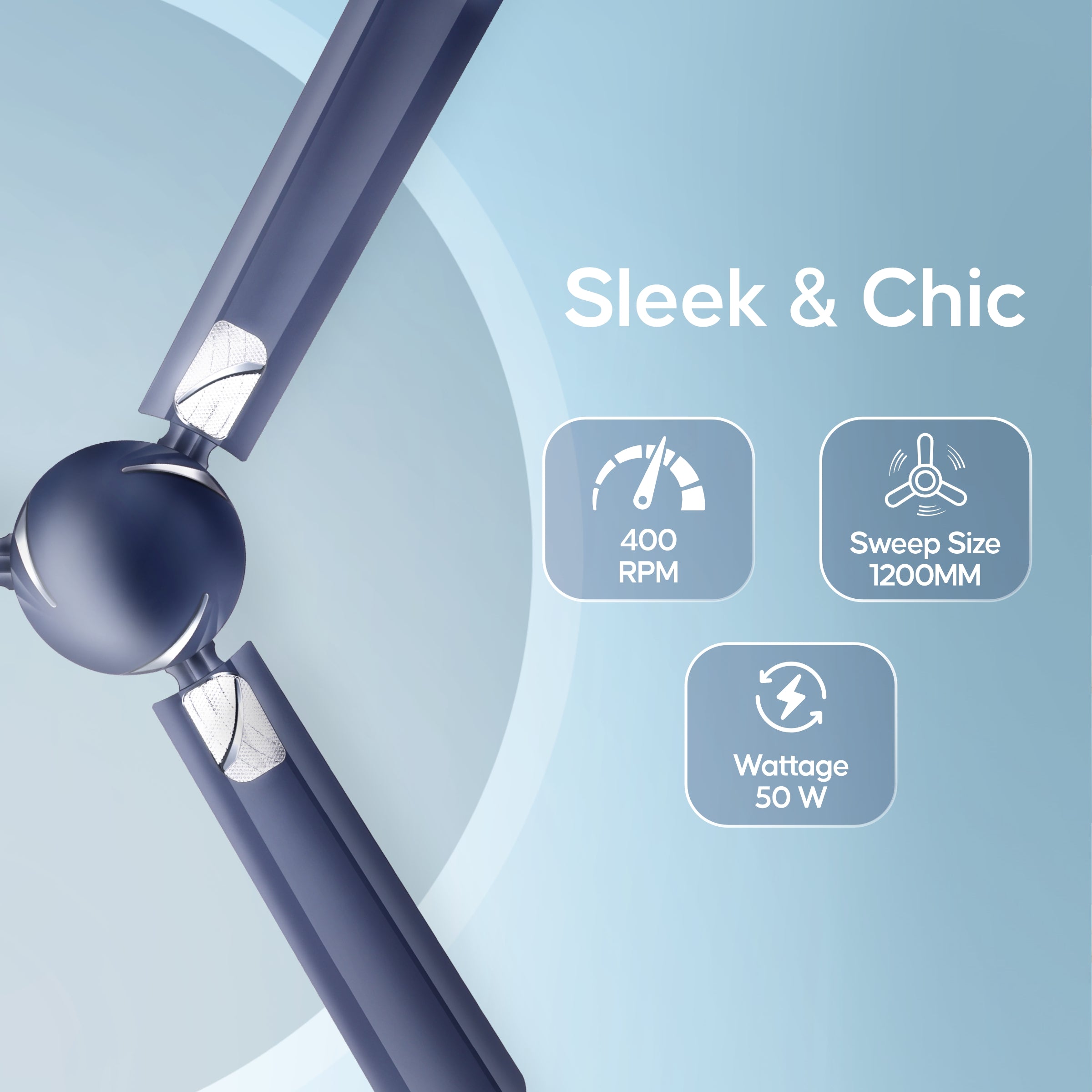 Longway Creta P1 1200 mm/48 inch Ultra High Speed 3 Blade Anti-Dust Decorative Star Rated Ceiling Fan (Silver Blue, Pack of 1)