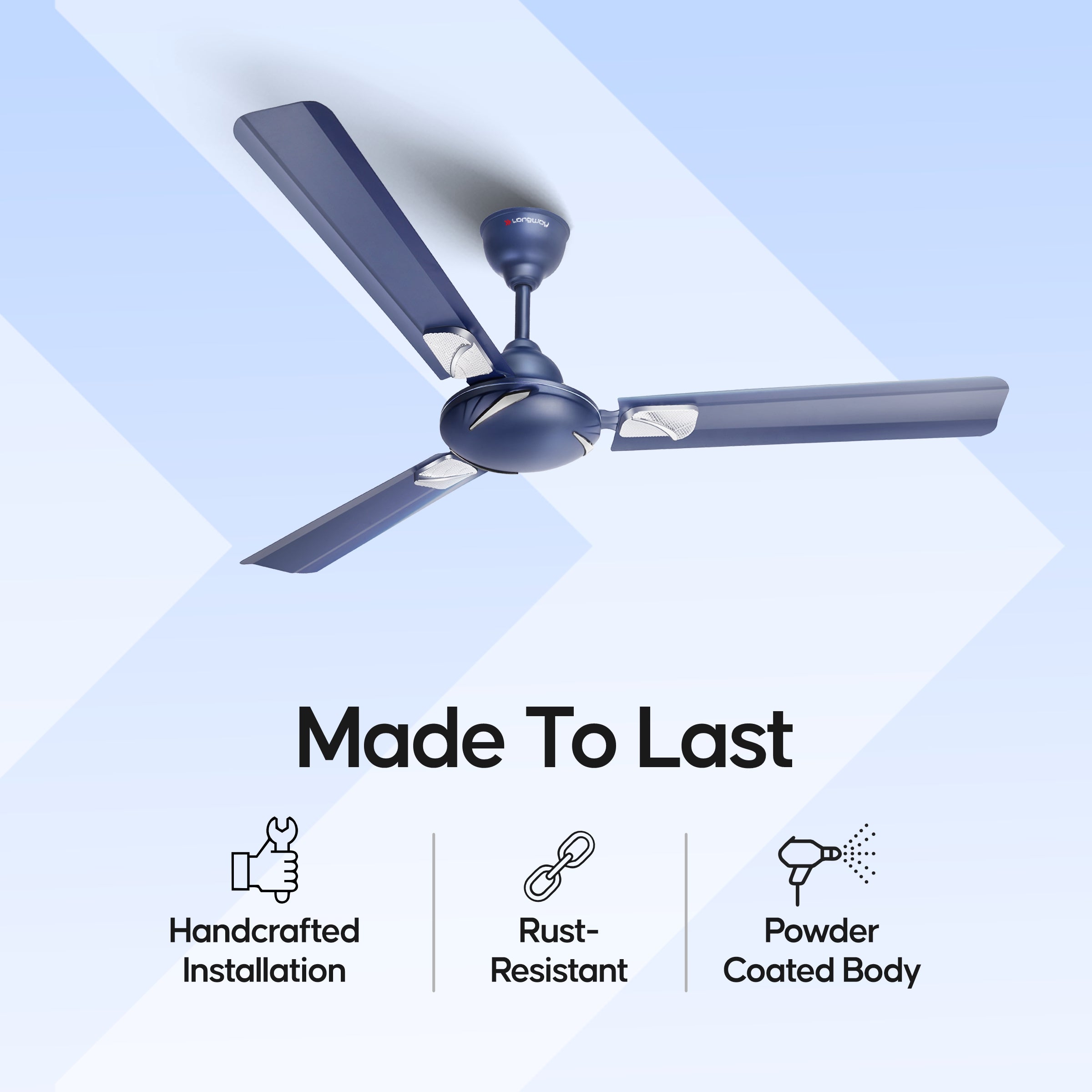 Longway Creta P1 1200 mm/48 inch Ultra High Speed 3 Blade Anti-Dust Decorative Star Rated Ceiling Fan