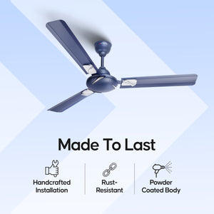 Longway Creta P1 1200 mm/48 inch Ultra High Speed 3 Blade Anti-Dust Decorative Star Rated Ceiling Fan (Silver Blue, Pack of 1)