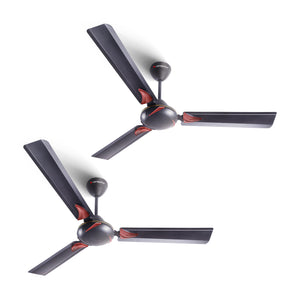 Longway Creta P2 1200 mm/48 inch Ultra High Speed 3 Blade Anti-Dust Decorative Star Rated Ceiling Fan (Smoked Brown, Pack of 2)