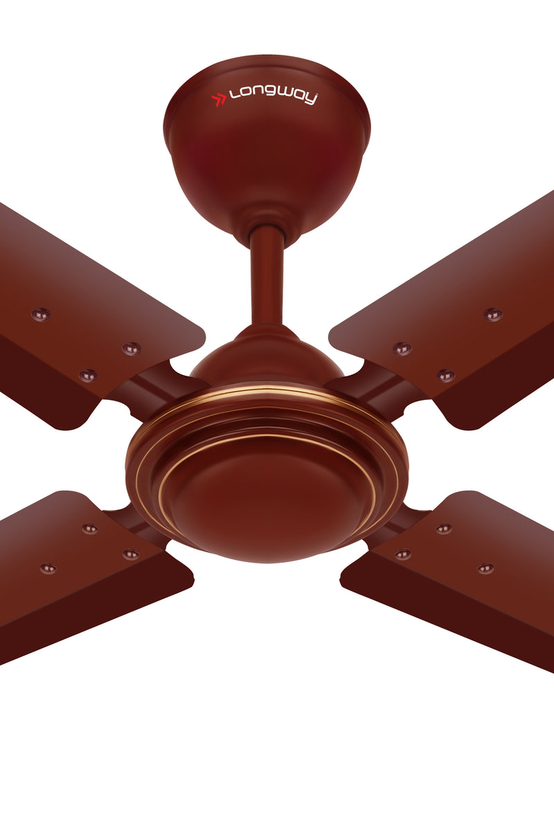 Longway Crystal P1 600 mm/24 inch Ultra High Speed 4 Blade Anti-Dust Decorative Star Rated Ceiling Fan | 2 Years Warranty (Brown, Pack of 1)