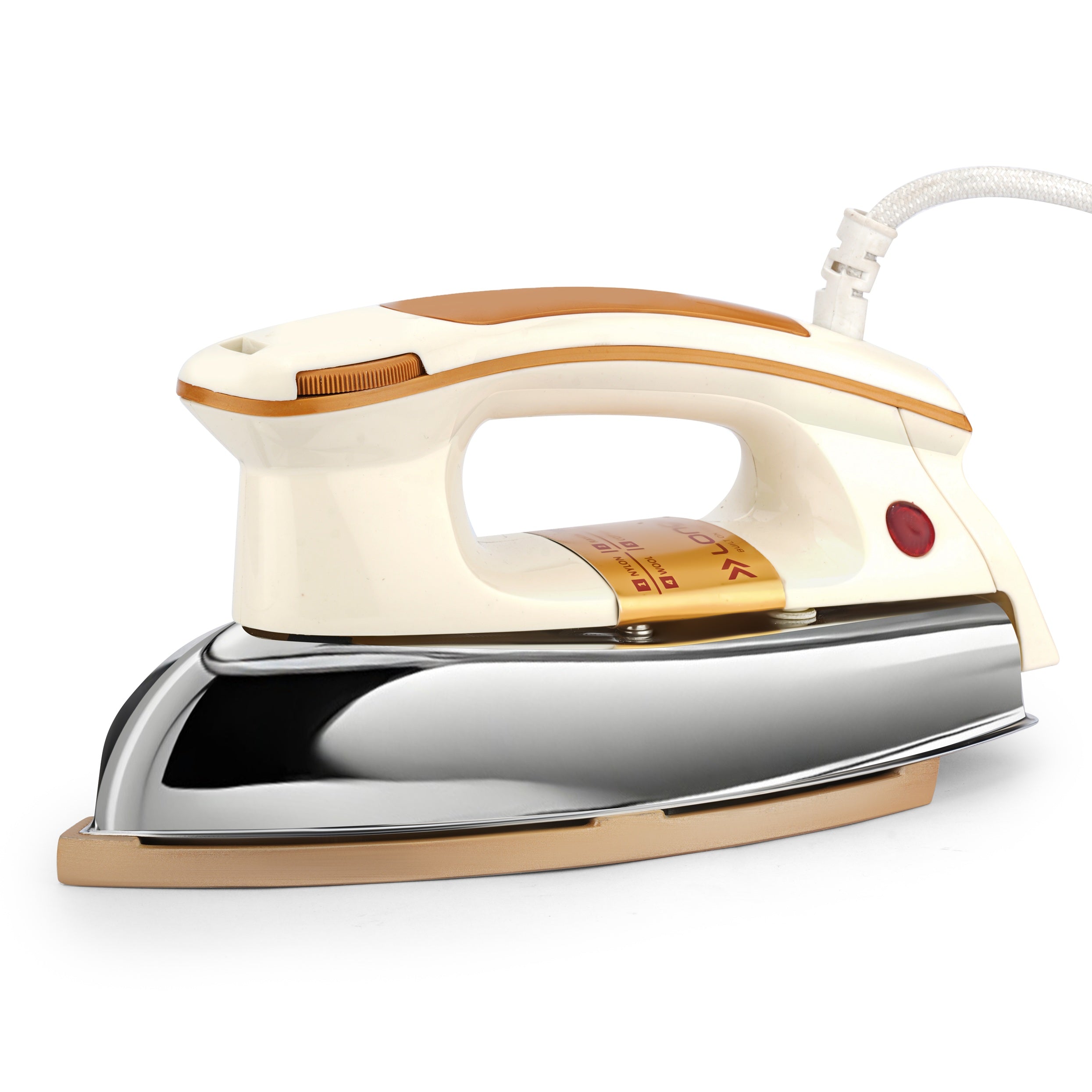 Longway Diva Heavy Weight Non-Stick Teflon Coated Dry Iron, Electric Iron for Clothes | 2 Years Warranty (1000 Watt, Ivory)
