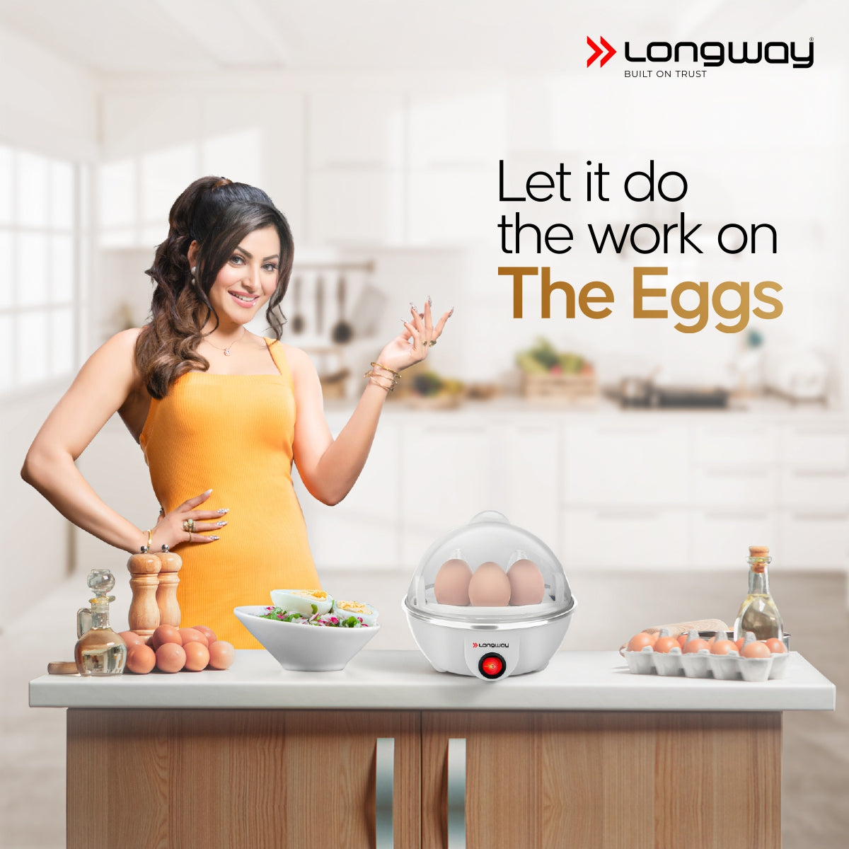 Longway Eggo 350 Watt Egg Boiler/Cooker for Steaming, Cooking & Boiling (White, 7 Eggs)