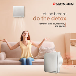 Longway FreshX 6 Inch 150 mm Energy Efficient Exhaust Fan | High Speed Powerful Motor | Noiseless Operation & Easy to Clean | Rust Proof |Suitable for Bathroom, Kitchen, Office | 2 Years Warranty