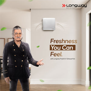 Longway  FreshX 6 Inch 150 mm Energy Efficient Exhaust Fan | High Speed Powerful Motor | Noiseless Operation & Easy to Clean | Rust Proof |Suitable for Bathroom, Kitchen, Office | 2 Years Warranty (White)