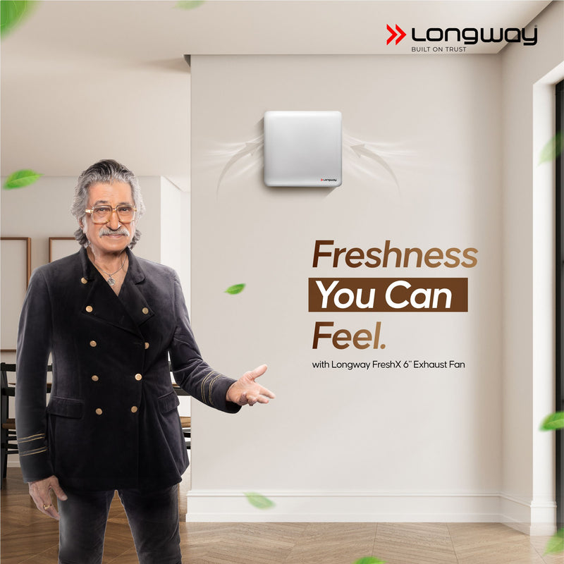 Longway  FreshX 6 Inch 150 mm Energy Efficient Exhaust Fan | High Speed Powerful Motor | Noiseless Operation & Easy to Clean | Rust Proof |Suitable for Bathroom, Kitchen, Office | 2 Years Warranty (White)